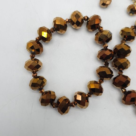 Gold Tone Faceted Bead Earrings Bracelet Set By Michelangelo - Picture 3 of 7